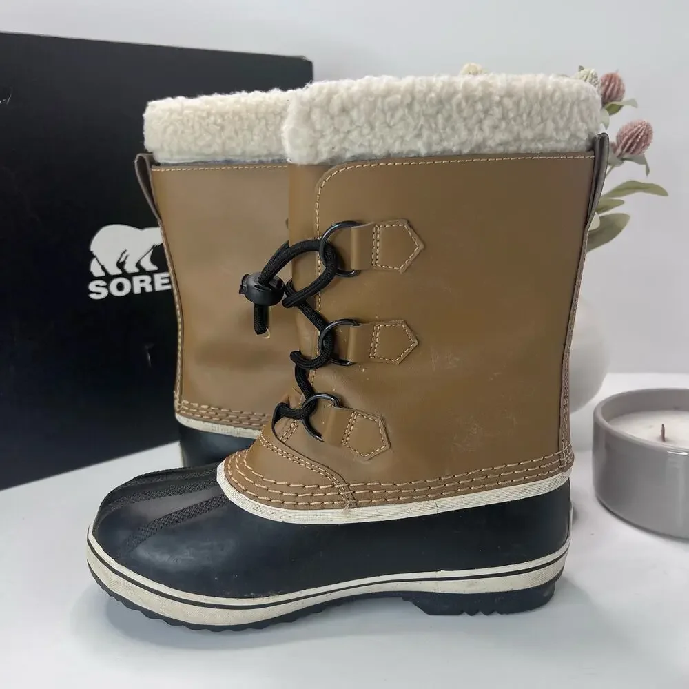 Sorel Yoot Pac TP Waterproof Boot Nylon Sherpa Black NY1963-013 Youth 5 Tried On